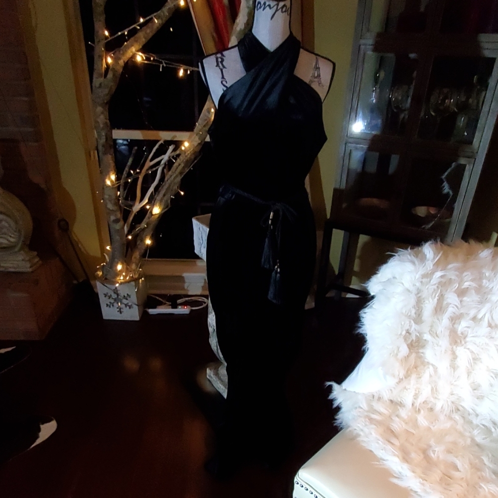 Black Velvet Evening Jumpsuit - image 4